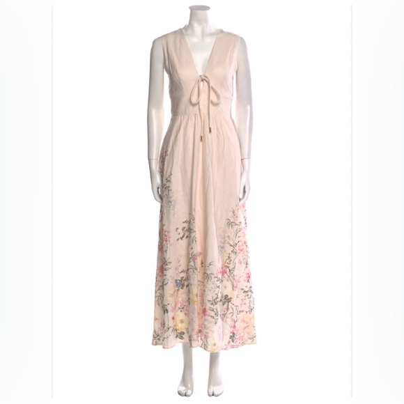Christian Lacroix Dresses & Skirts - Christian Lacroix Soft Pink Floral Sundress with Plunge Neckline
